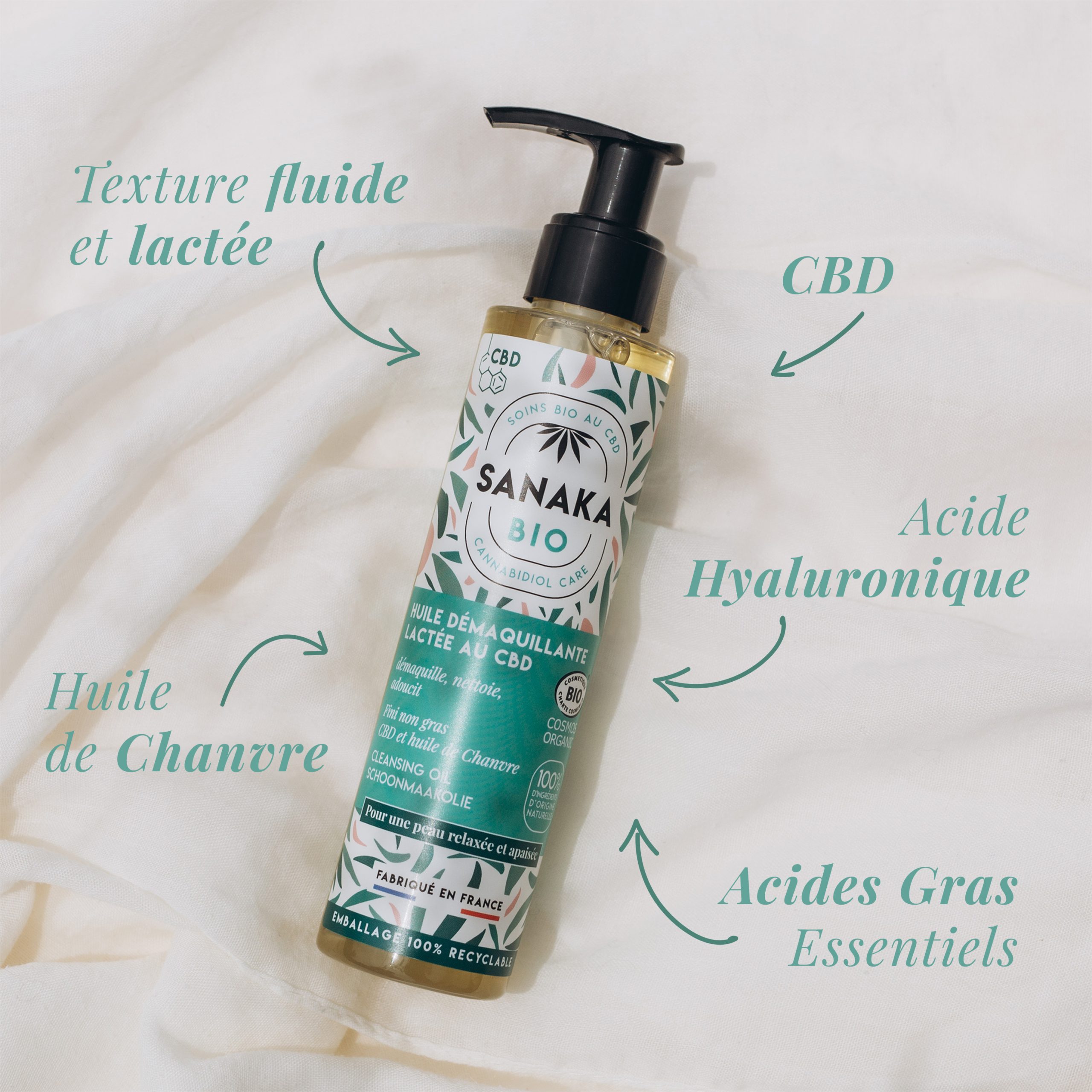 Huile démaquillante bio Sanaka
